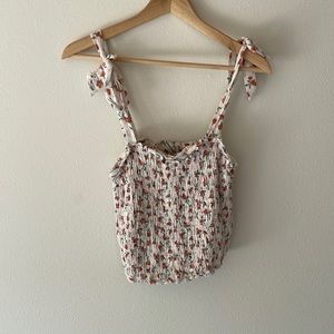 A&F peach pattern scrunch tank top